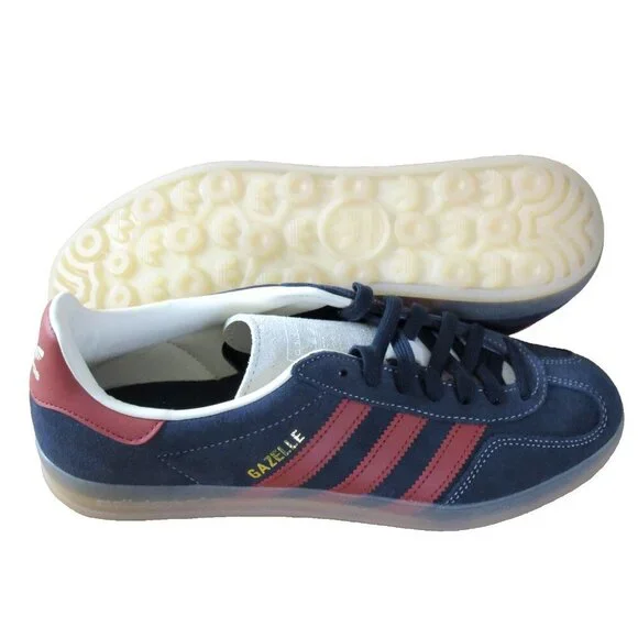 Adidas Men's Gazelle Indoor Suede Striped Shoes Navy Red White Sizes NIB JH5404 - Picture 2 of 5